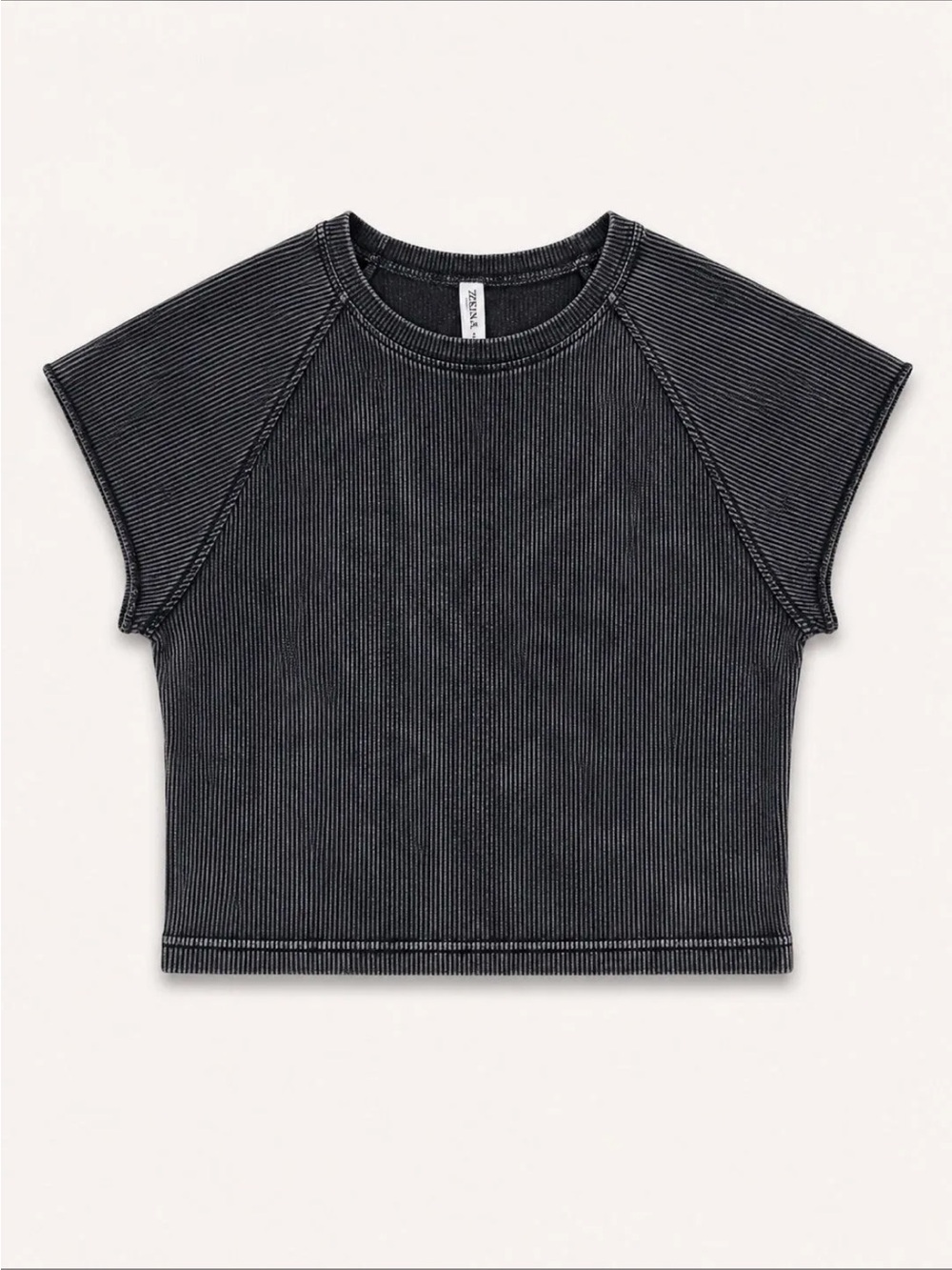 Zenana Outfitters Black Ribbed Crop Tee - Picture 1 of 1